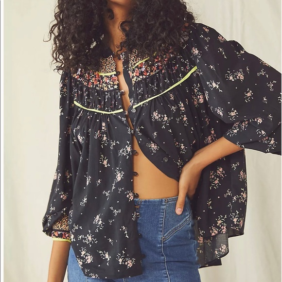 Free People Paloma Printed Blouse New with Tags $118.00 - Picture 2 of 4